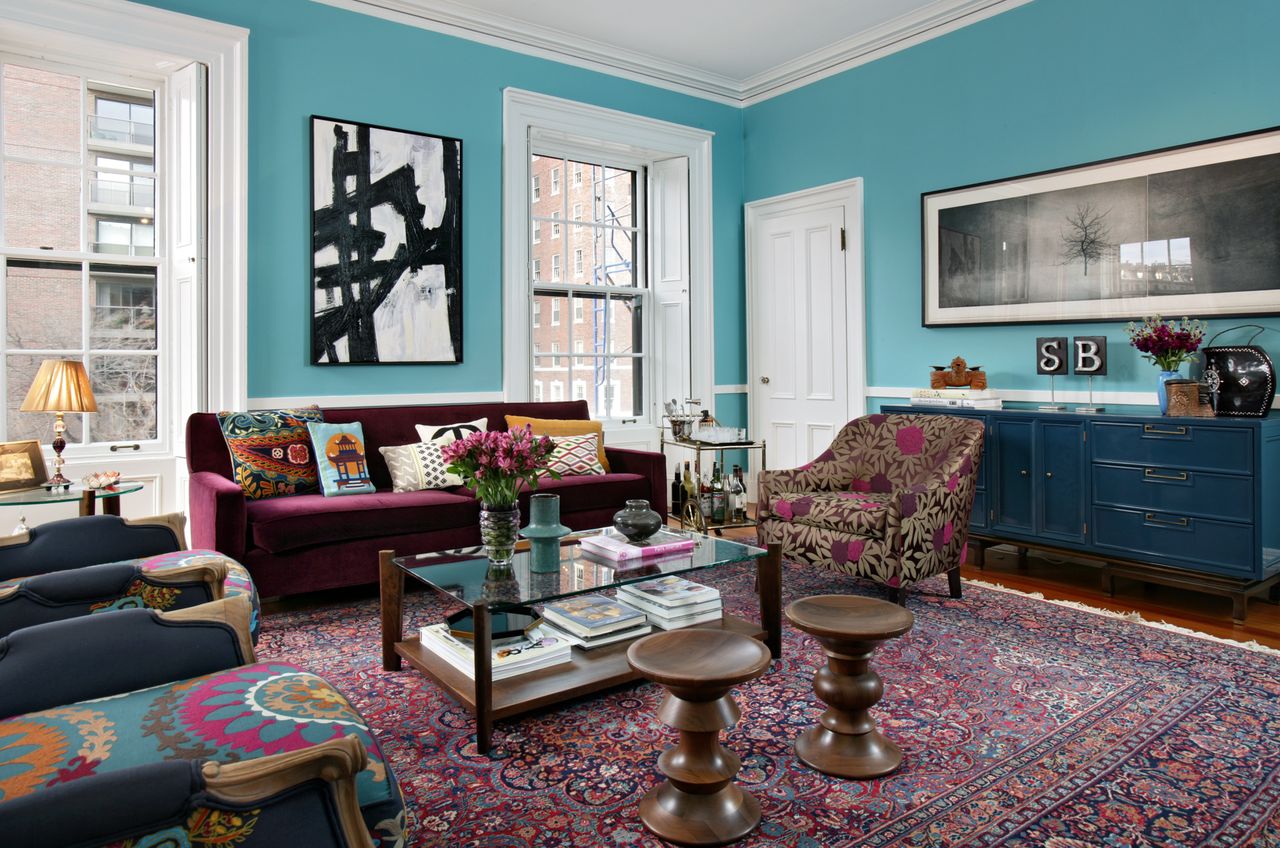 Teal and Turquoise Interiors Living room