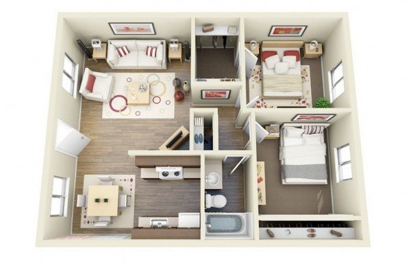 design apartemen dua kamar