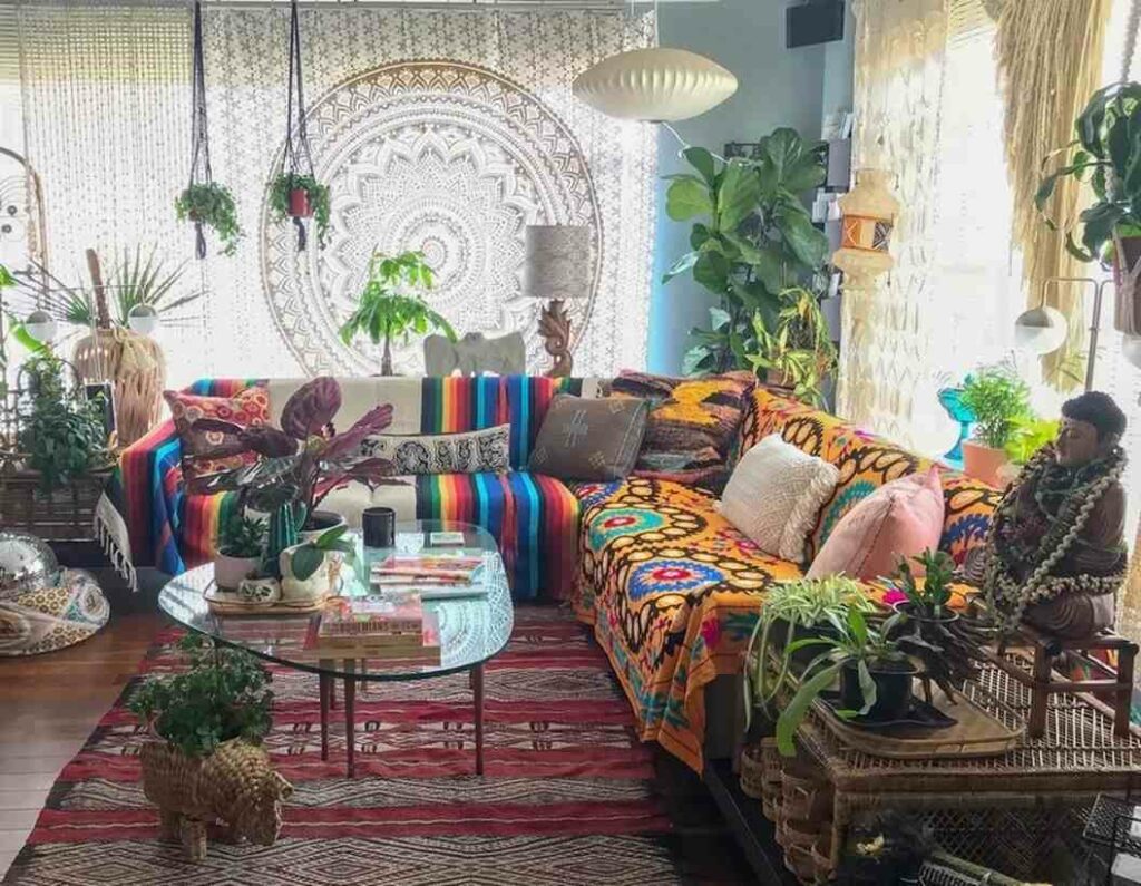 sofa yang colourful untuk bohemian style