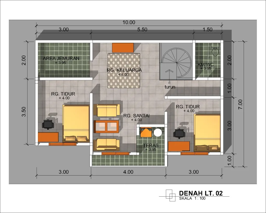 desain rumah dengan 2 kamar