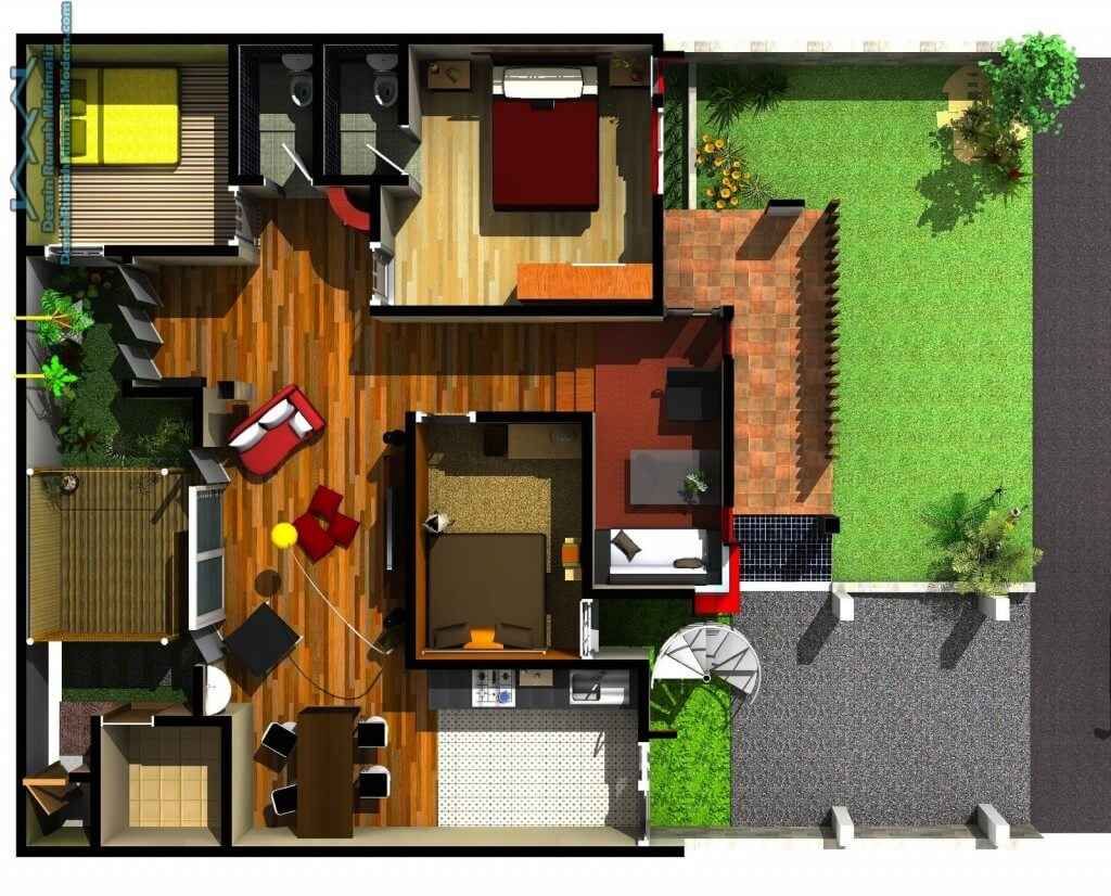 rumah 3 kamar estetik