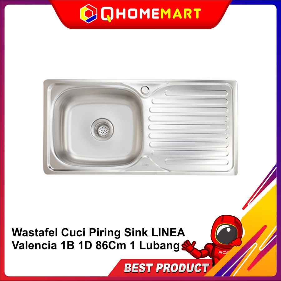 Wastafel Cuci Piring Sink LINEA Valencia 1B 1D 86Cm 1 Lubang stainless steel