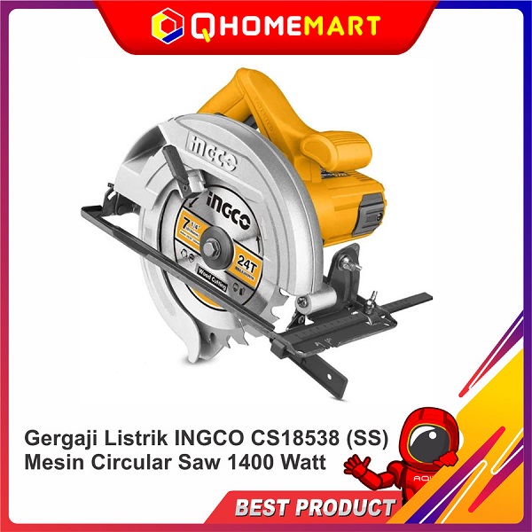 alat teknik Gergaji Listrik INGCO CS18538 (SS) Mesin Circular Saw 1400 Watt