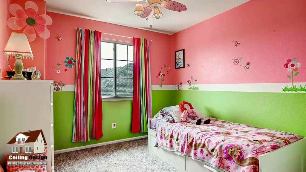 kamar pink dengan cat hijau