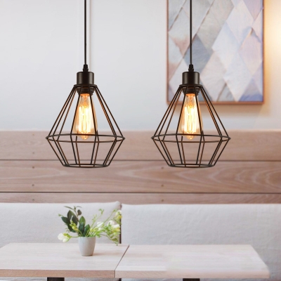 black caged hanging light fixtures vintage industrial iron 1 light pendant lighting for restaurant 1567776572443