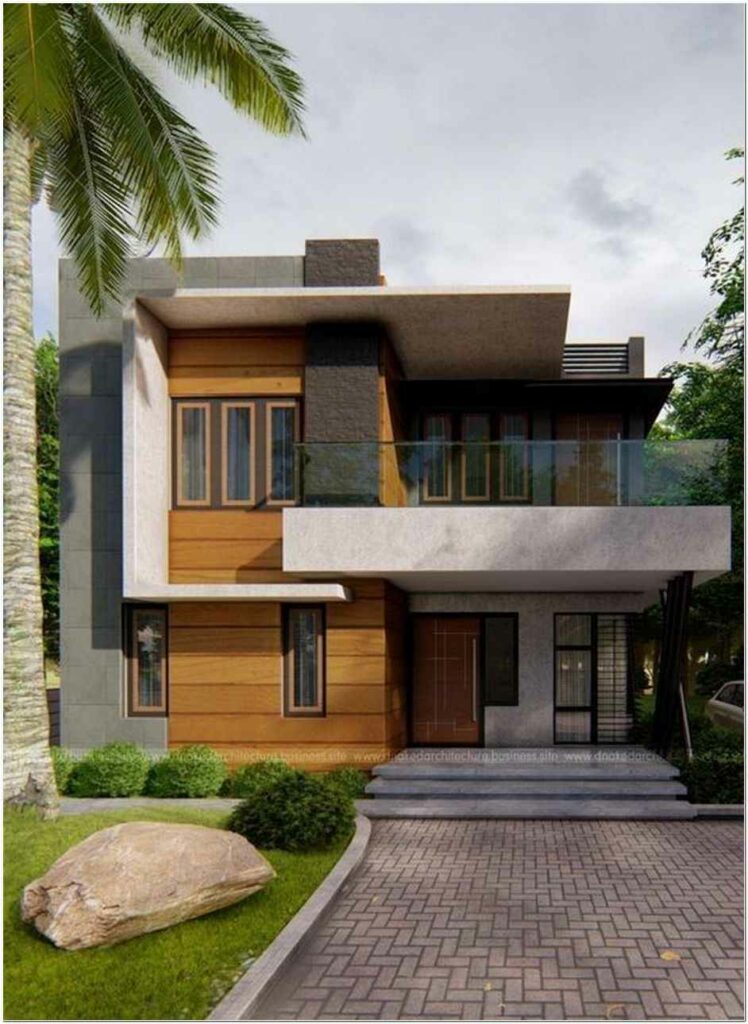 warna coklat kayu depan rumah