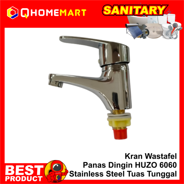 Kran Wastafel Panas Dingin HUZO 6060 Stainless Steel Tuas Tunggal